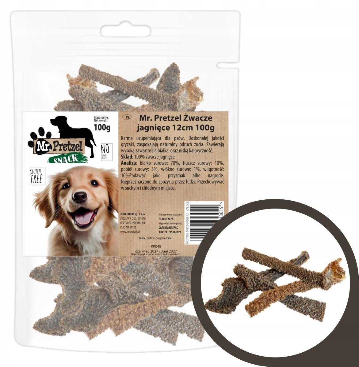 Mr Bandit PRZYSMAK DLA PSA - Jagnięce żwacze 12cm Mr.Pretzel 100g