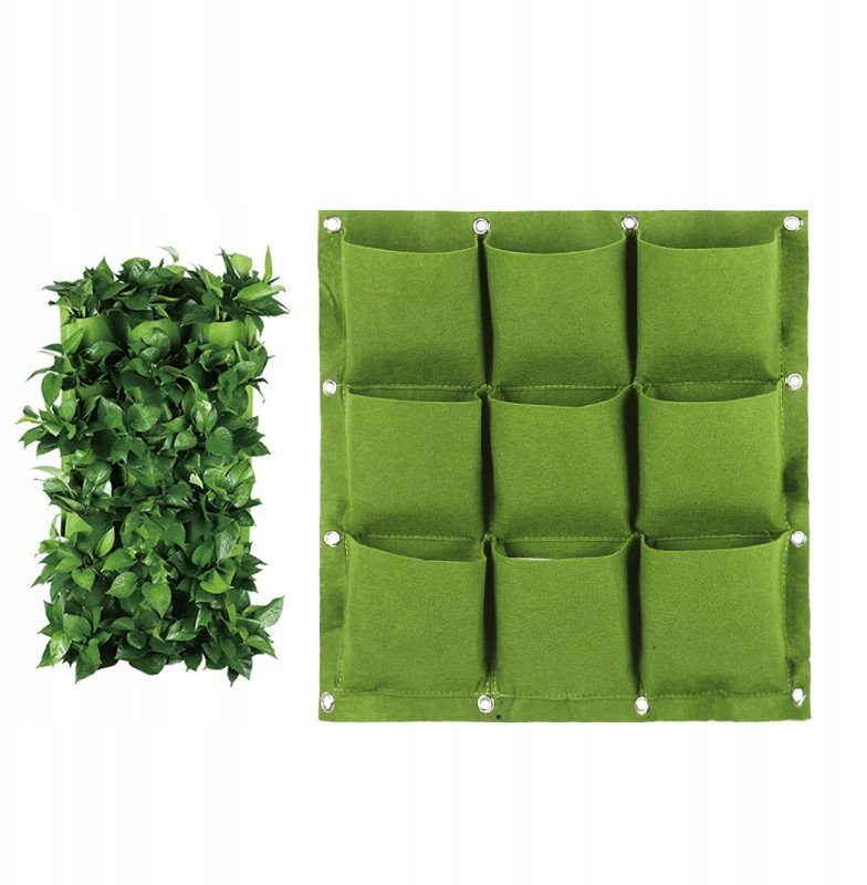 Doniczka WISZĄCA FILC Kaskada WARZYW ZIÓŁ TRUSKAWEK Ogród ZIELNIK 9 miejsc