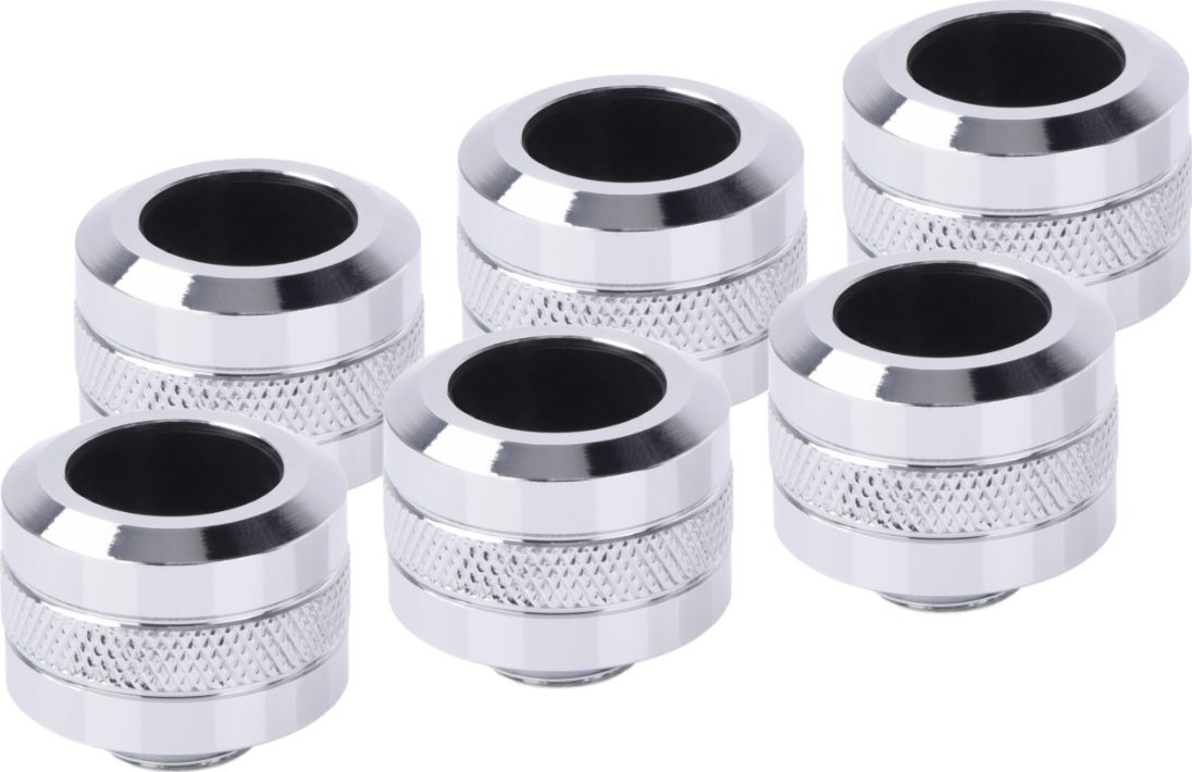 Alphacool Alphacool Eiszapfen Pro Anschluss 16mm Hardtube Fitting G1/4, 6-Pack - chrome