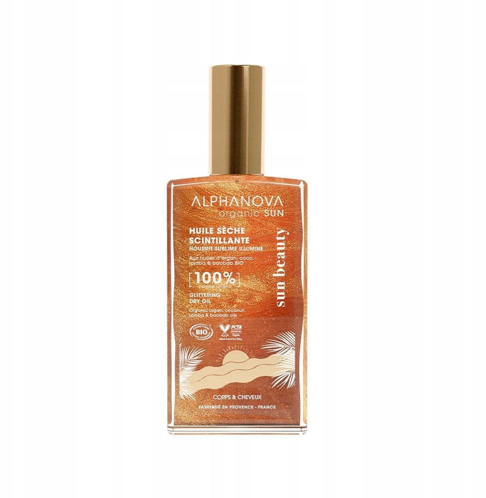 Alphanova Sun Beauty, Bio Suchy Olejek z Efektem Glow, Utrwalający Opaleniznę, 100 ml