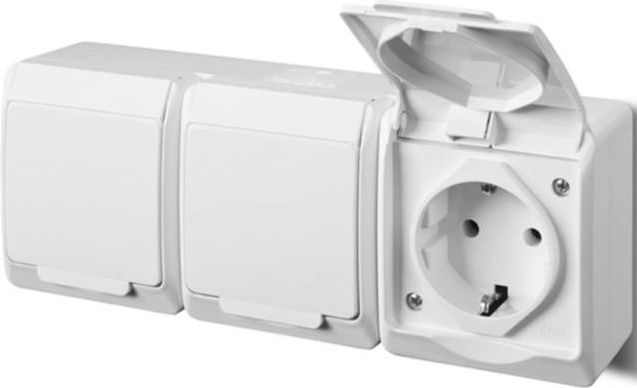 Elektro-Plast HERMES Gniazdo potrójne z/u 2P+Z SCHUKO IP44 białe (0326-02)