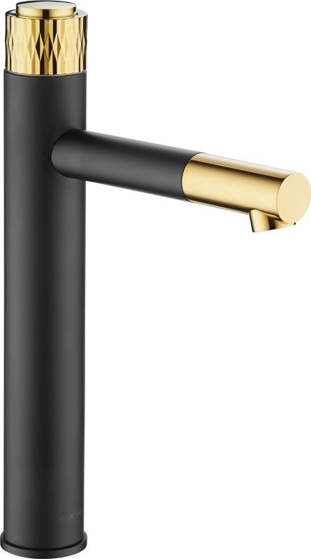 Bateria umywalkowa Mexen Diamond stojąca czarny mat + złoto