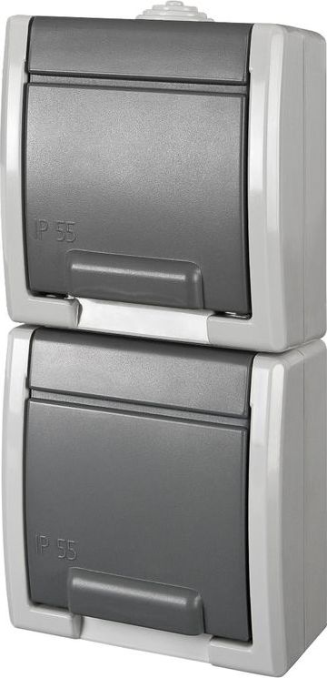 Elektro-Plast Aquant. Gniazdo podwójne SCHUKO w pionie n/t IP55 1254-10