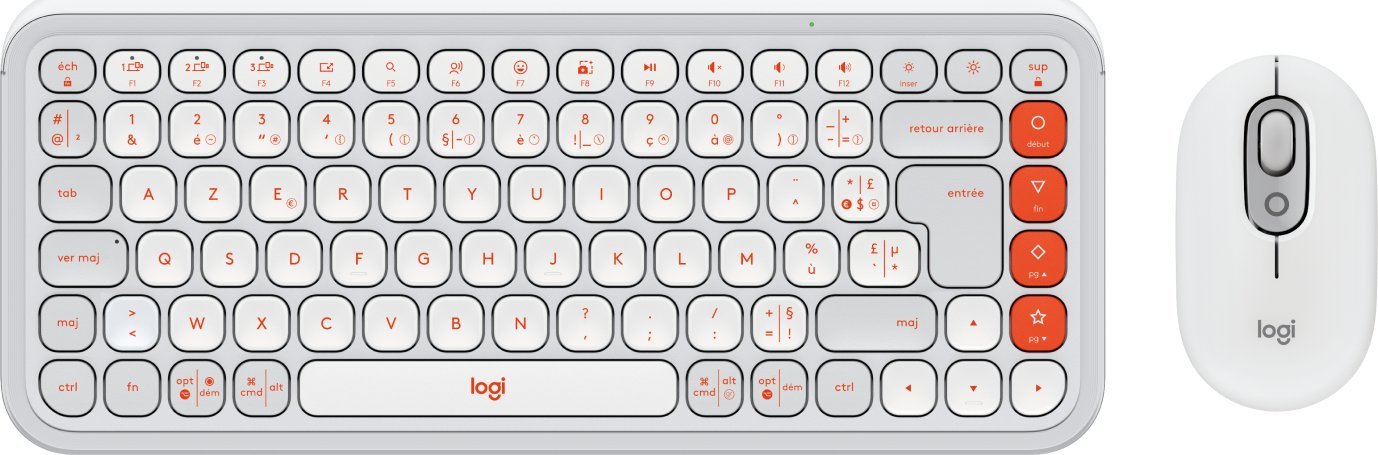 Klawiatura + mysz Logitech POP Icon Combo biało-pomarańczowe (920-013110)