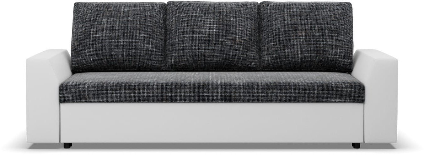 Kanapa rozkładana z funkcją spania, Viktor, ekoskóra, 232x92x92 cm, biel, popiel | TYLETEGOTU