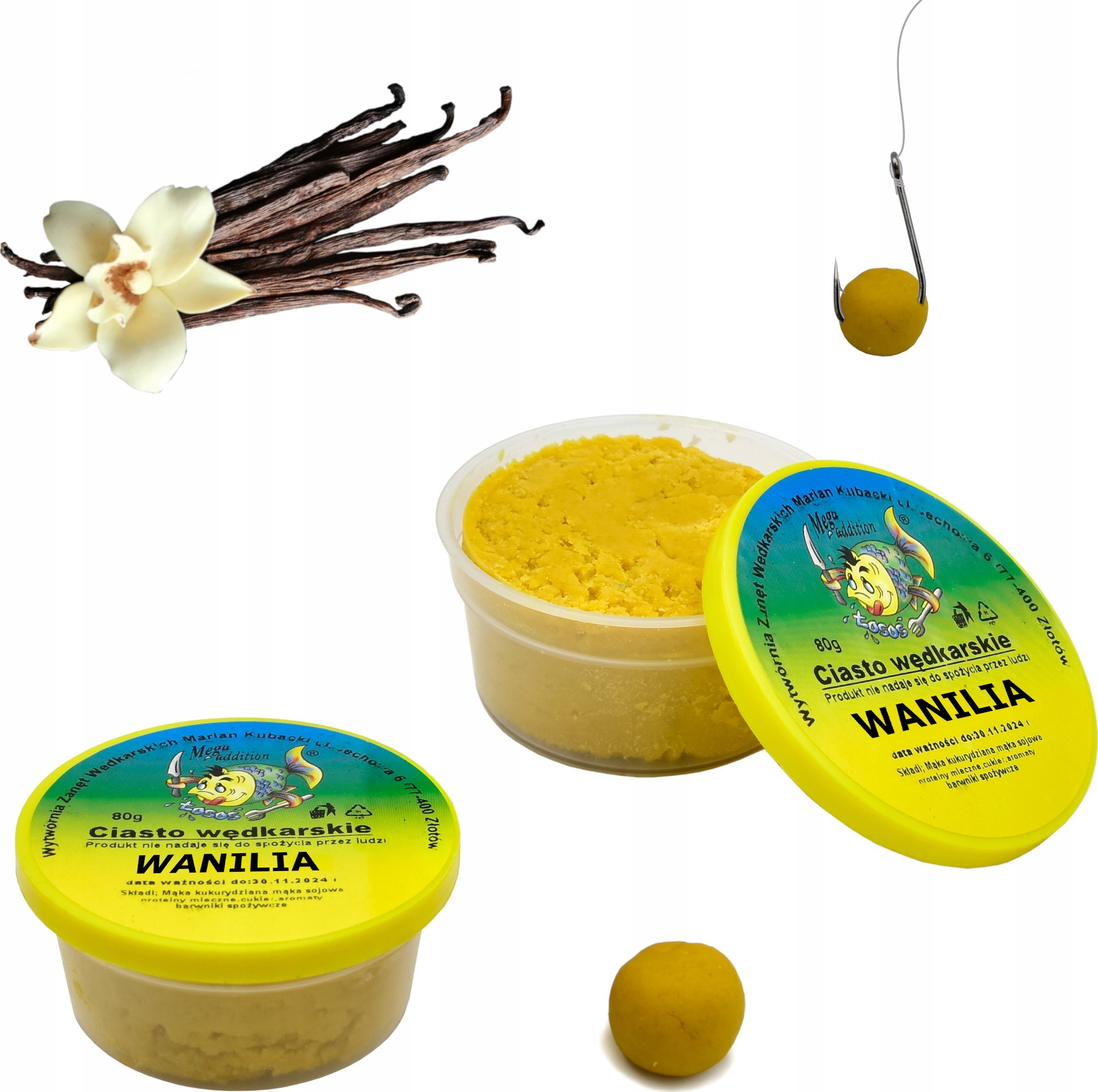 Wytwórnia Zanęt Wędkarskich Gotowe Proteinowe CIASTO WĘDKARSKIE 80 g Wanilia