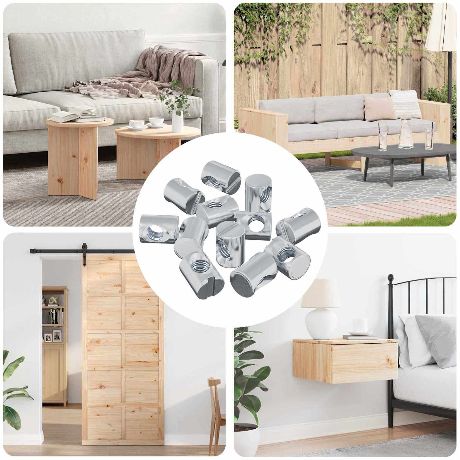 vidaXL Nakrętka Barrel do Mebli 3462 pcs M6 x 13 mm