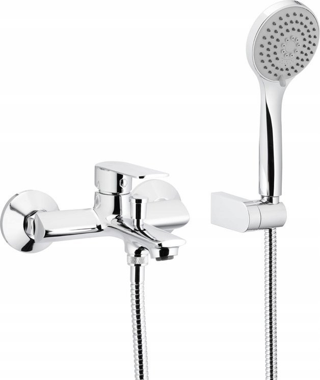 Bateria wannowa KFA 4424-510-00 AGAT BATERIA WANNOWA ŚCIENNA Z ZESTAWEM NATRYSKOWYM (WĄŻ 1500 MM, MOCOWANIE ŚCIENNE, RĄCZKA 3-FUNKCYJNA) , CHROM + CLI