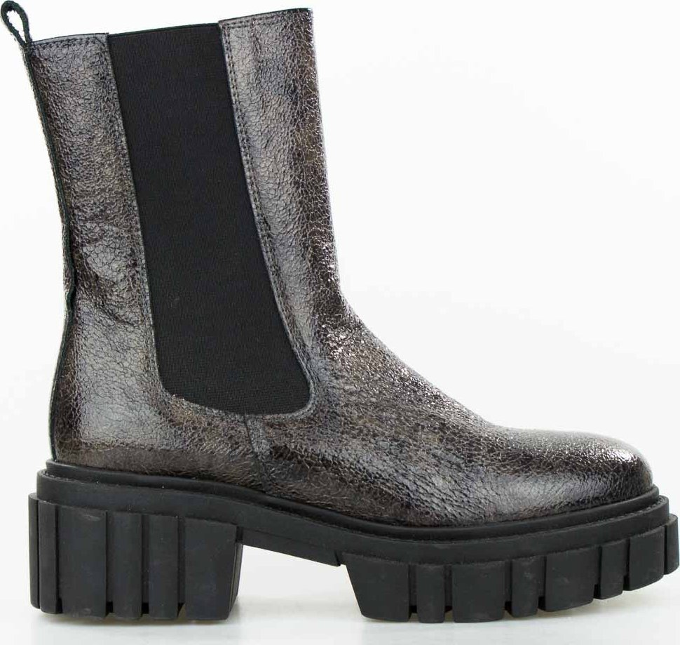 Sempre Sztyblety skórzane licowe wysokie brązowe połyskujące Sempre-39