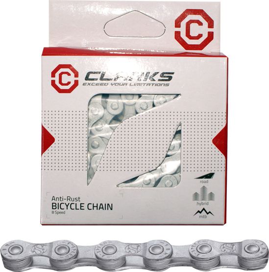 Clarks Łańcuch rowerowy YBN CL8 RB SHIMANO CAMPAGNOLO SRAM (8 Biegów, 1/2"x3/32", 116ogniw, 7.1mm, spinka do łańcucha) Antykorozyjny