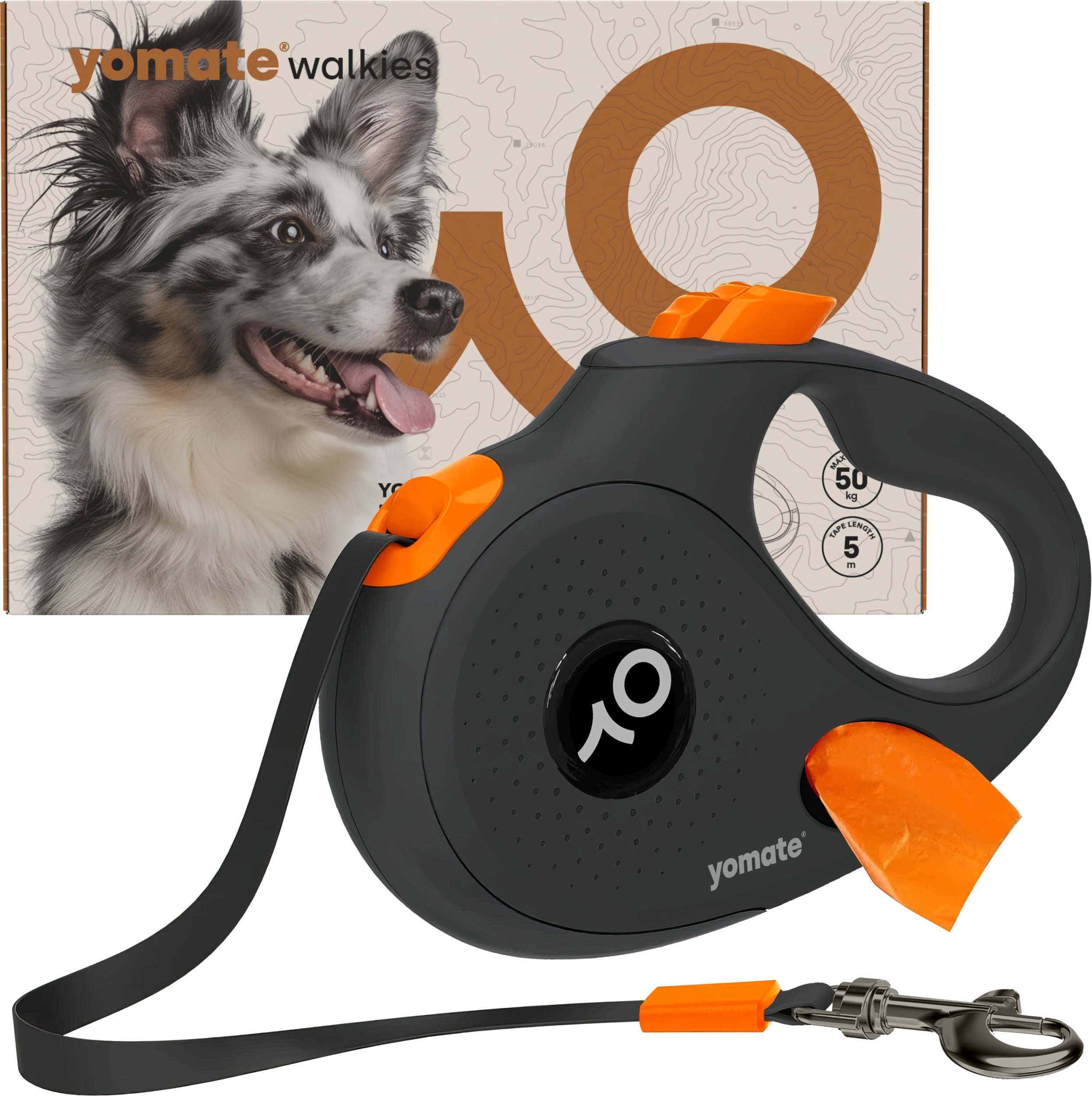 YOMATE! SMYCZ AUTOMATYCZNA DLA DUŻEGO PSA ZWIJANA Z BLOKADĄ
