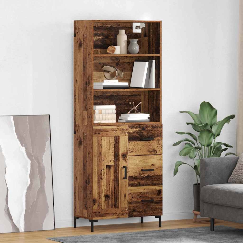vidaXL Highboard with drawer Old wood 69,5 x 32,5 x 180 cm