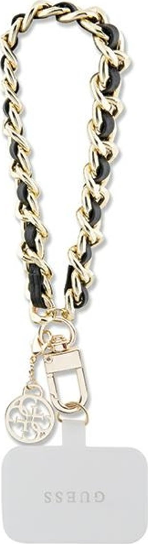 Guess Guess GUOUCHSAMC4K Universal Hand Strap czarny/black Saffiano Chain 4G Charm
