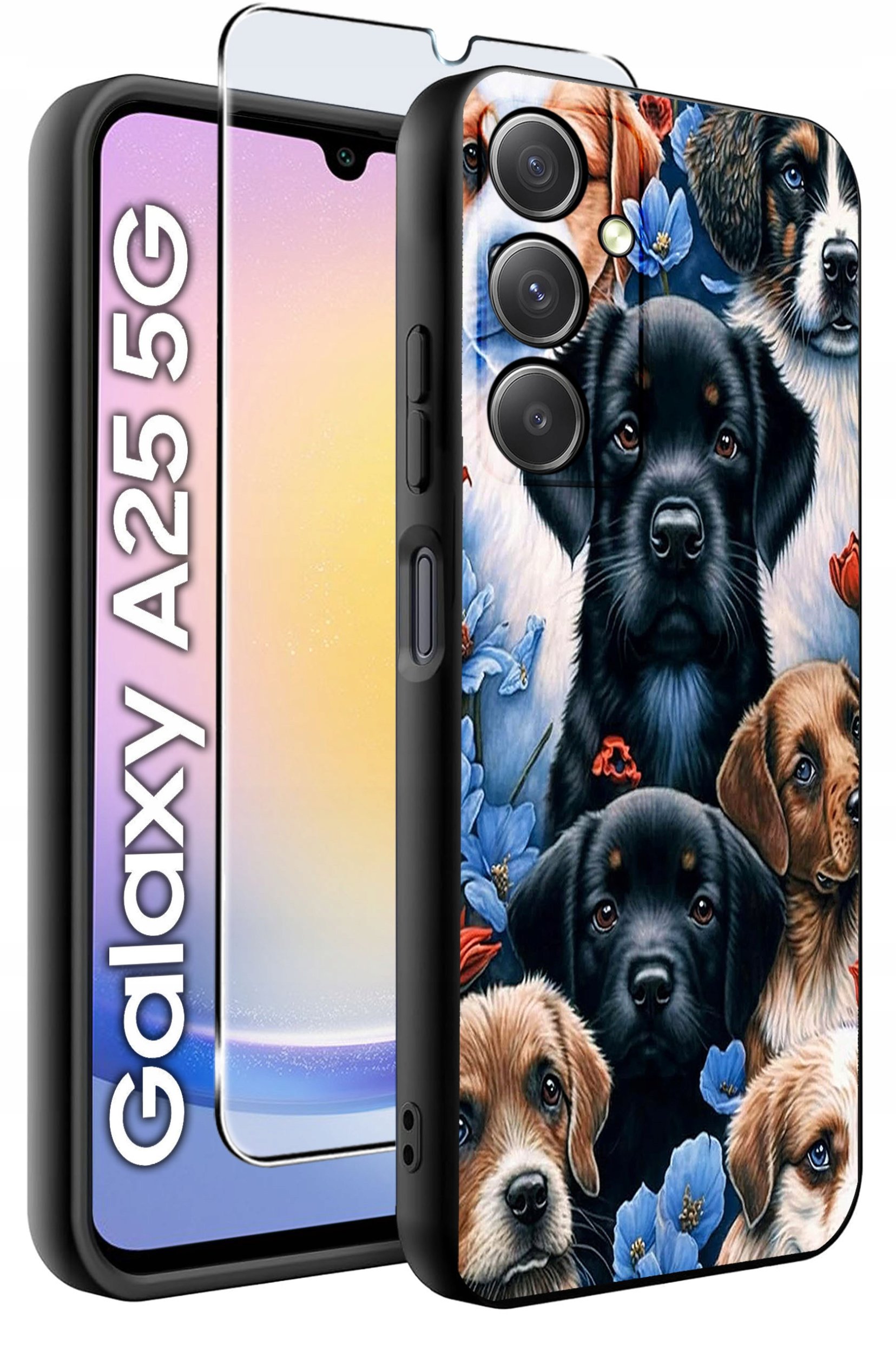 ETUI do Samsung A25 5G WZORY | SILIKONOWE MATT CASE + SZKŁO HARTOWANE 9H