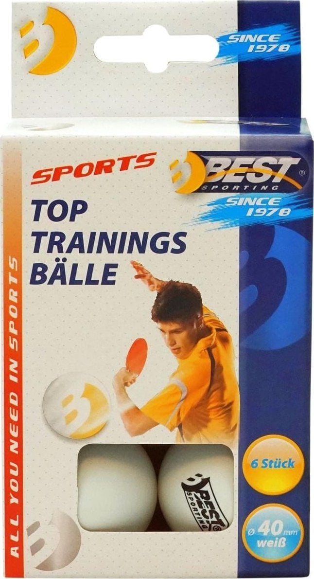 Best Sporting Zestaw 6 białych piłeczek do tenisa stołowego średnica 40mm klasa 1 23110