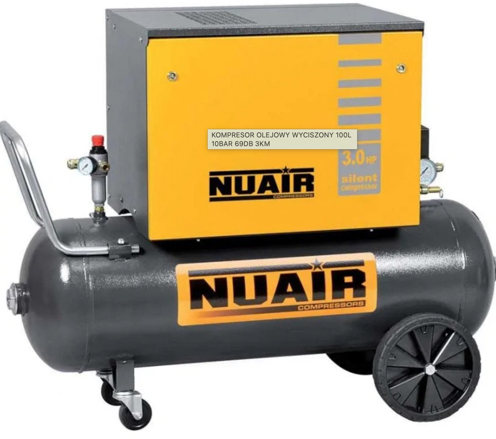 KOMPRESOR OLEJOWY WYCISZONY 100L 10BAR 69DB 3KM