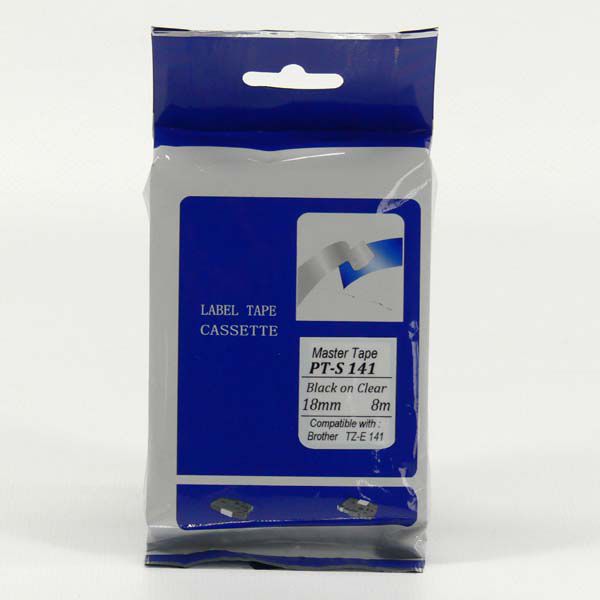 Taśma PT-S141, do Brother, czarny druk/przezroczysty podkład, nielaminowany, 18mm, 8m