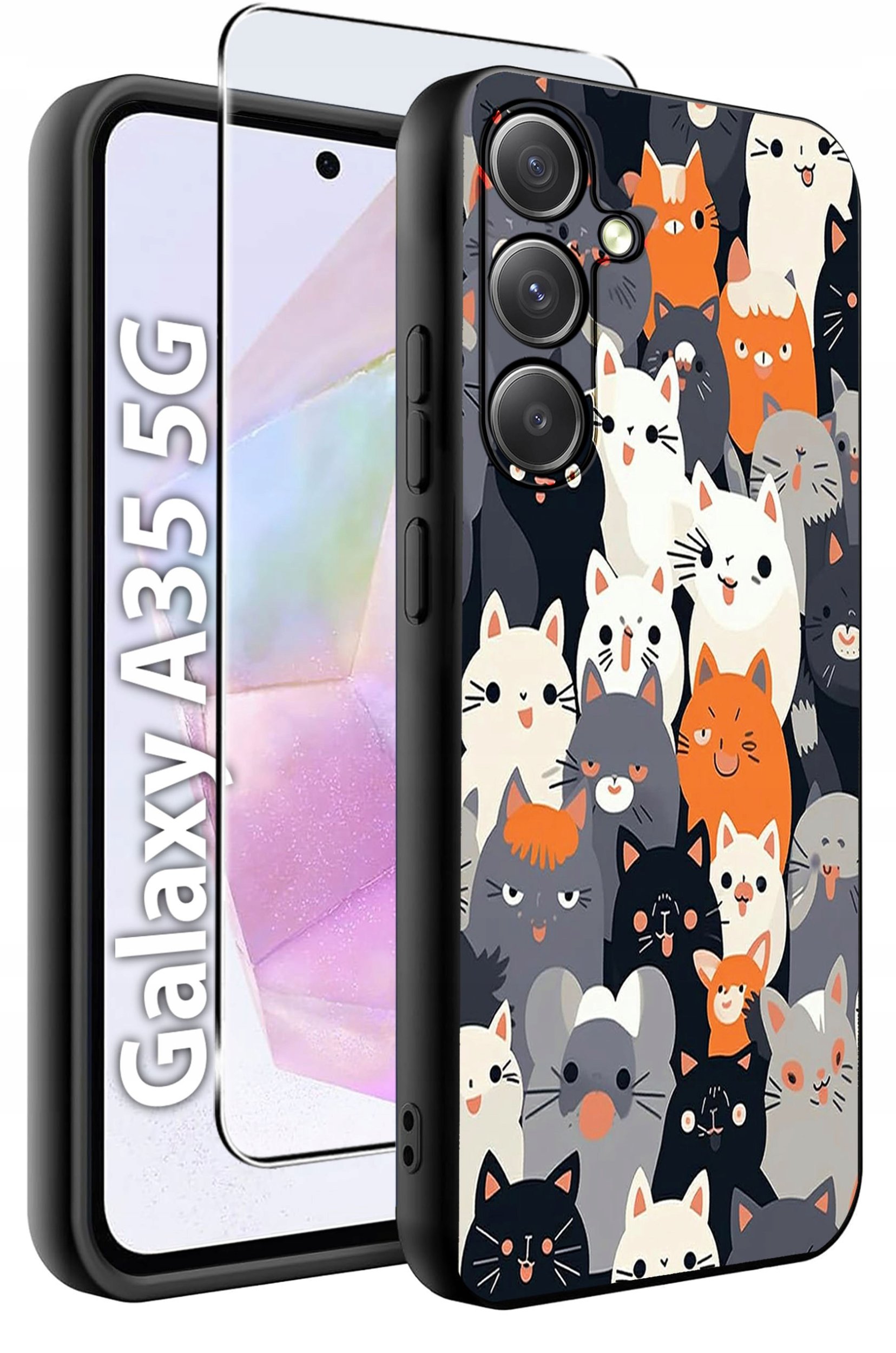 ETUI do Samsung A35 5G WZORY | SILIKONOWE MATT CASE + SZKŁO HARTOWANE 9H