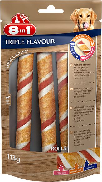 8in1 Przysmak TRIPLE FLAVOUR rolls - mięsna rolada 113 g (486234)