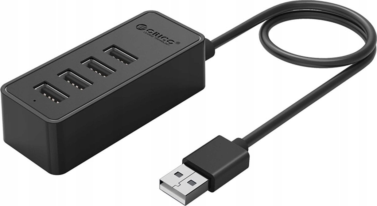 HUB 4-portowy USB-A 2.0 przewód 1M - czarny