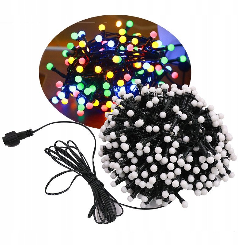 Lampki choinkowe ITIMPORT Lampki CHOINKOWE zewnętrzne OGRODOWE 250 LED 5M KOLOROWE DEKORACYJNE Kule