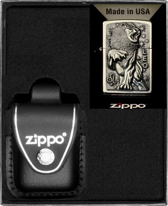 Zestaw ZIPPO Zapalniczka ZODIAC LEO lew Prezentowy No3