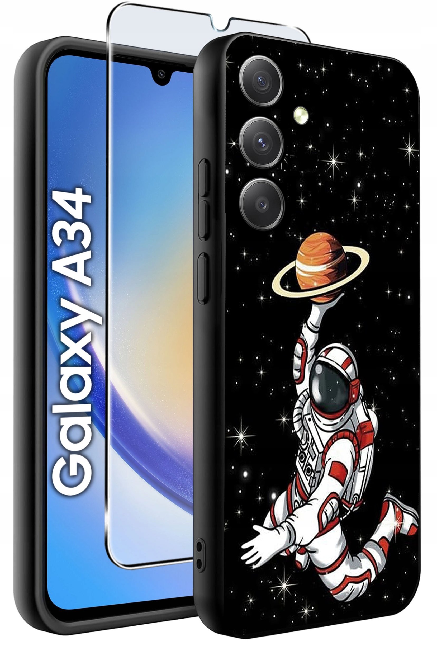 ETUI do Samsung A34 5G WZORY | SILIKONOWE MATT CASE + SZKŁO 9H