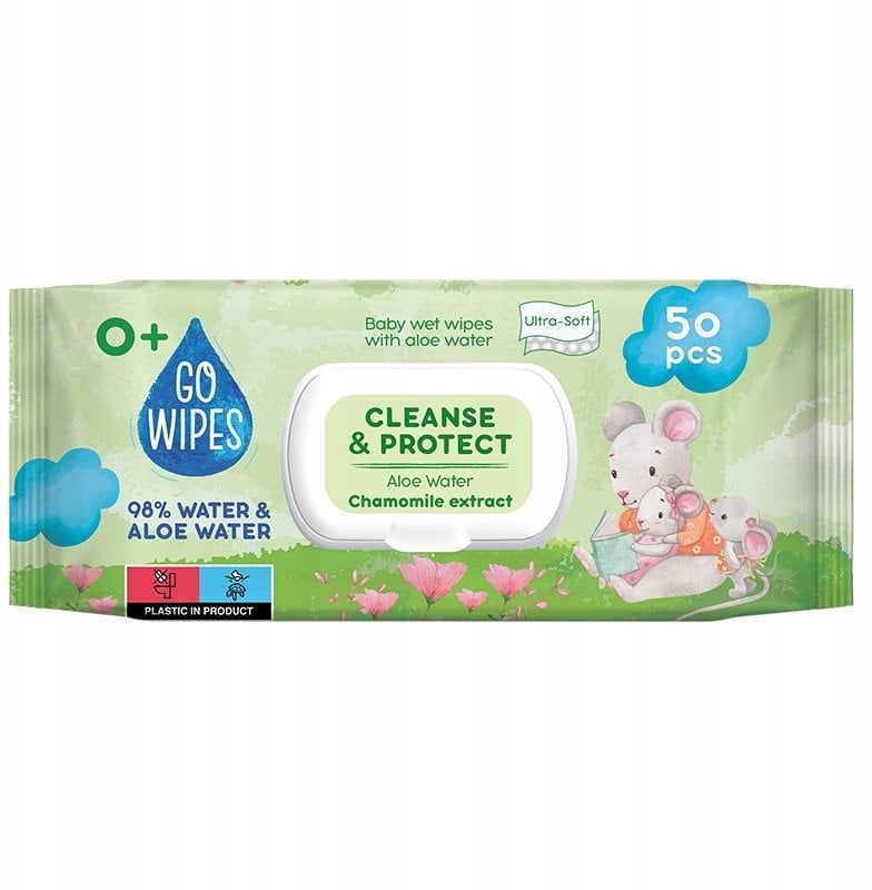 Chusteczki nawilżane dla dzieci GOWIPES, z aloesem i rumiankiem, 50 szt.