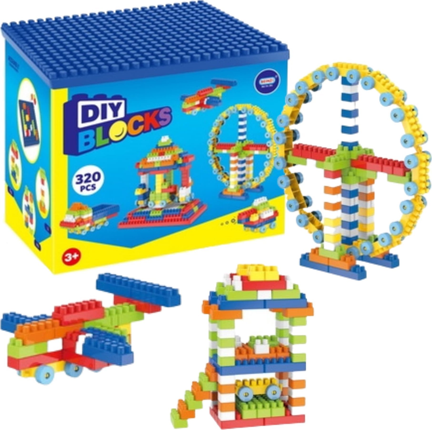 ProNice KLOCKI KONSTRUKCYJNE PŁYTKA DUŻE EDUKACYJNE W POJEMNIKU 320el BEZPIECZNE