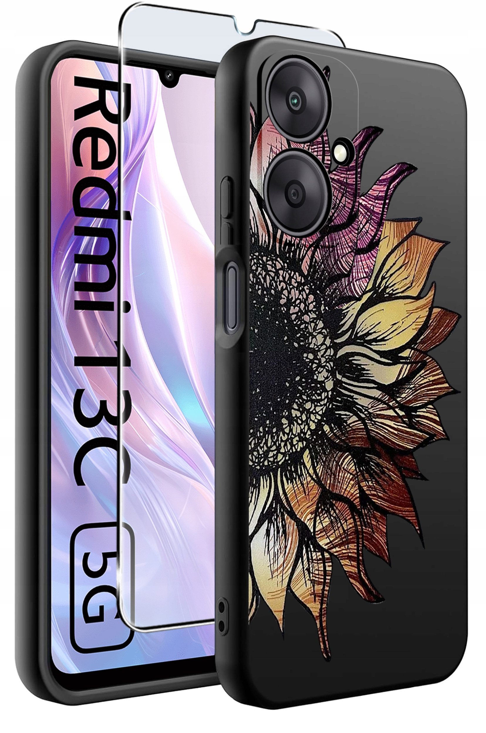 ETUI do Xiaomi Redmi 13C 5G WZORY |SILIKONOWE MATT CASE +SZKŁO HARTOWANE 9H