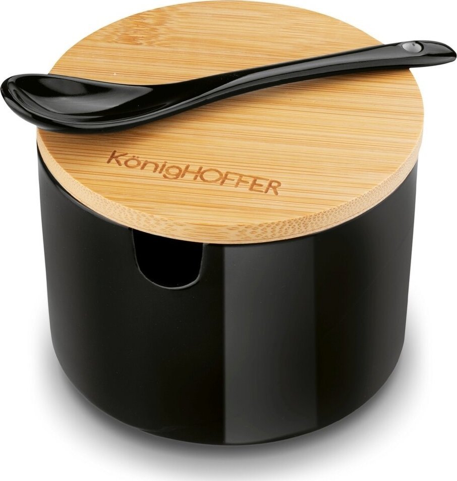 Konighoffer Cukiernica z pokrywką i łyżeczką czarna 444675