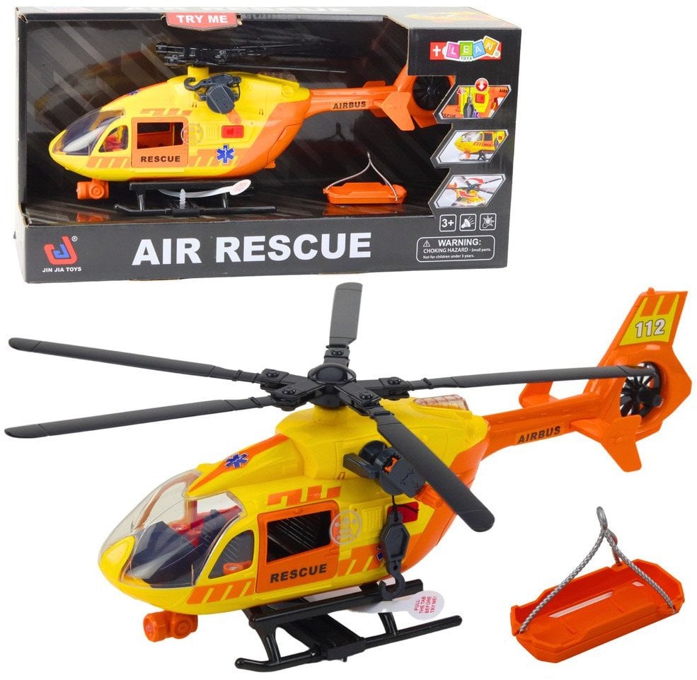 Helikopter Ratunkowy Hak Nosze Światła Dźwięki Pomarańczowy 1:12 LEAN Toys