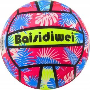 LeanToys Piłka Gumowa Jaskrawa Liście Różowo Niebieska 24 Cm LEAN TOYS