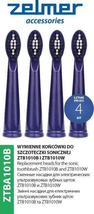 Końcówka Zelmer KOŃCÓWKI DO SZCZOTECZKI ZELMER ZTBA1010B 4szt/kpl niebieskie