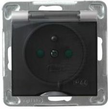 Ospel Gniazdo hermetyczne z/u 16A IP44 z klapką dymną i przesłonami srebrne (GPH-1YZP/m/18/d)