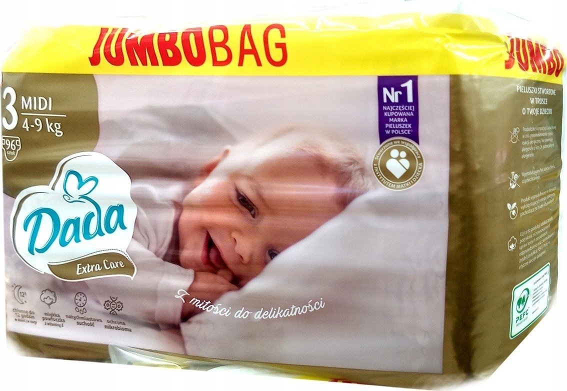 Dada Pieluchy Extra Care - BAG 3, 4-9 kg, 96 szt.