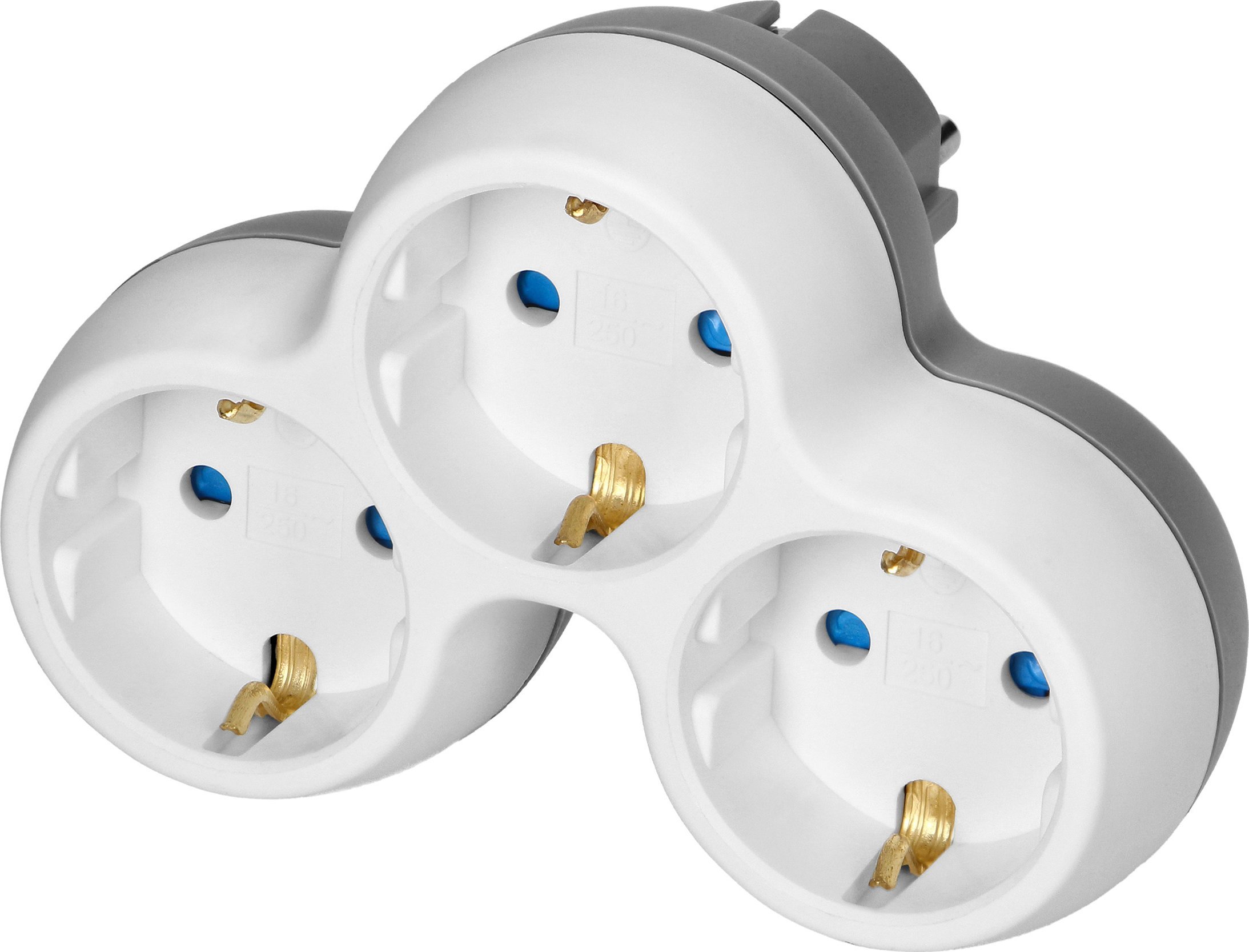 Orno Rozgałęźnik 3x2P+Z (Schuko), biało-szary