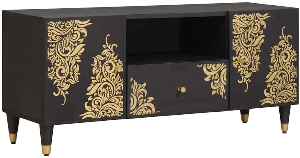 vidaXL Szafka pod telewizor czarny 105 x 33 x 46 cm Drewno mango