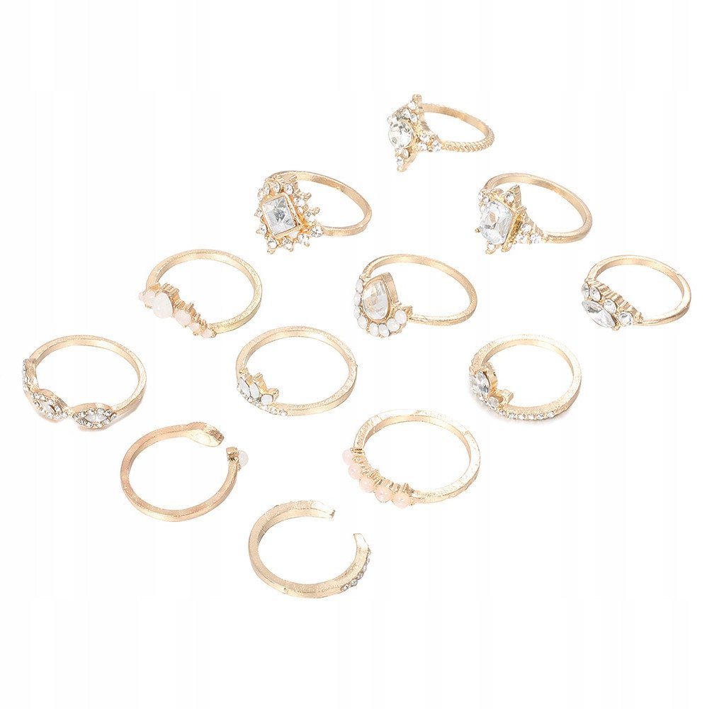 Złoty ZESTAW PIERŚCIONKÓW RETRO PUNK BOHO 94