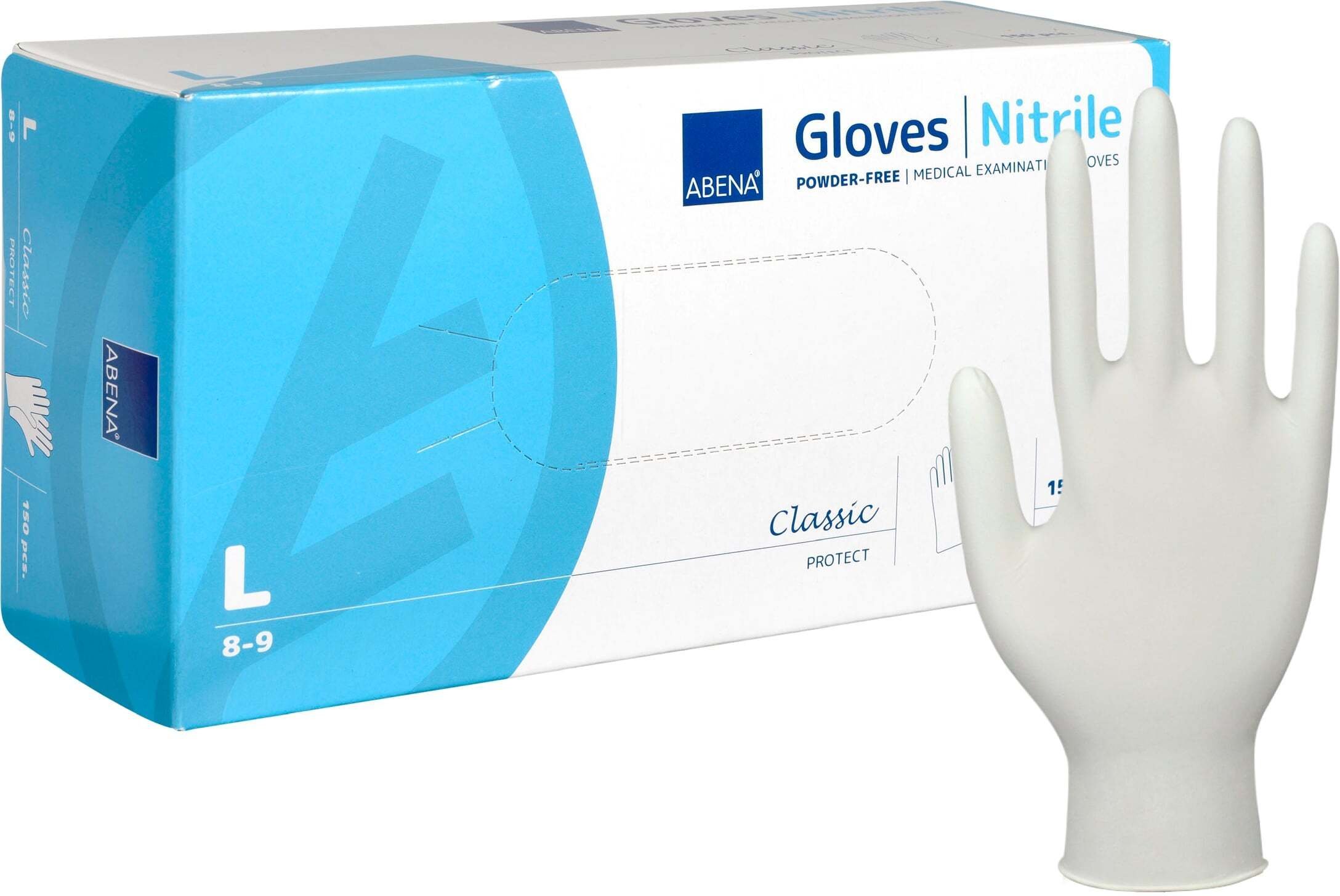 Abena Examination glove ABENA Classic Protect size L white nitrile powder-free (150 pcs.)