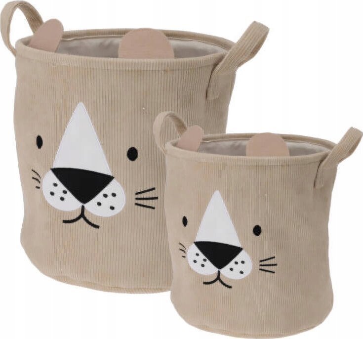 Home Styling Collection Kosze na zabawki CUTIE z uszkami, sztruksowe, 2 sztuki