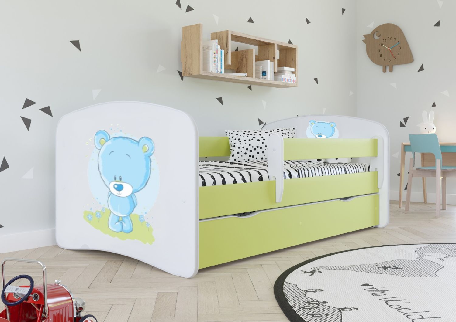 Kocot Kids Łóżko BABY DREAMS niebieski miś 160 dla dziecka ze stelażem Kocot Kids