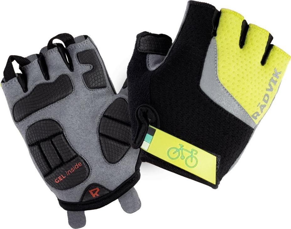 Radvik Rękawiczki rowerowe dzecięce Radvik Runde Jr limonkowo szare rozmiar 6L