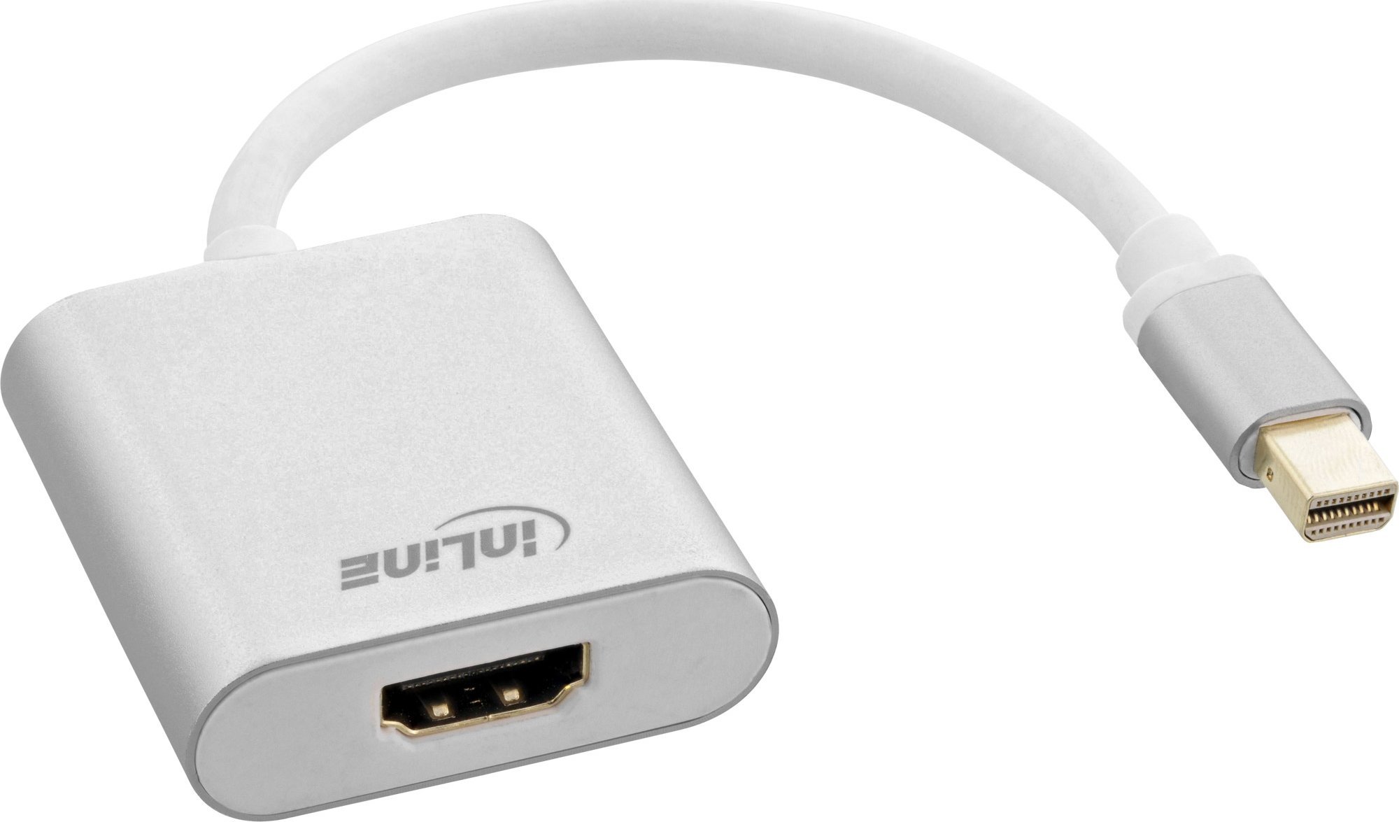 Kabel InLine InLine® Mini DisplayPort HDMI Adaptor Aluminum with Audio, 4K/60Hz, white, 0.15m
