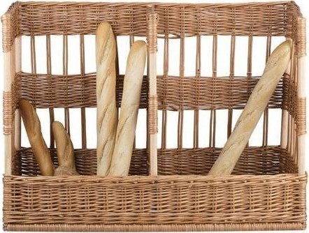 WickerPL prostokątny wiklinowy Kosz na bagietki XXL 45x88 H14/60 cm