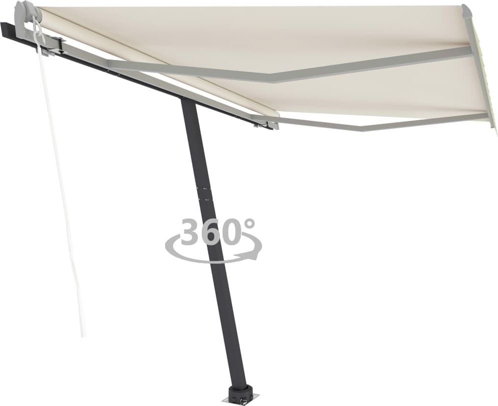 vidaXL Wolnostojąca automatycznie zwijana markiza, 350x250 cm, kremowa