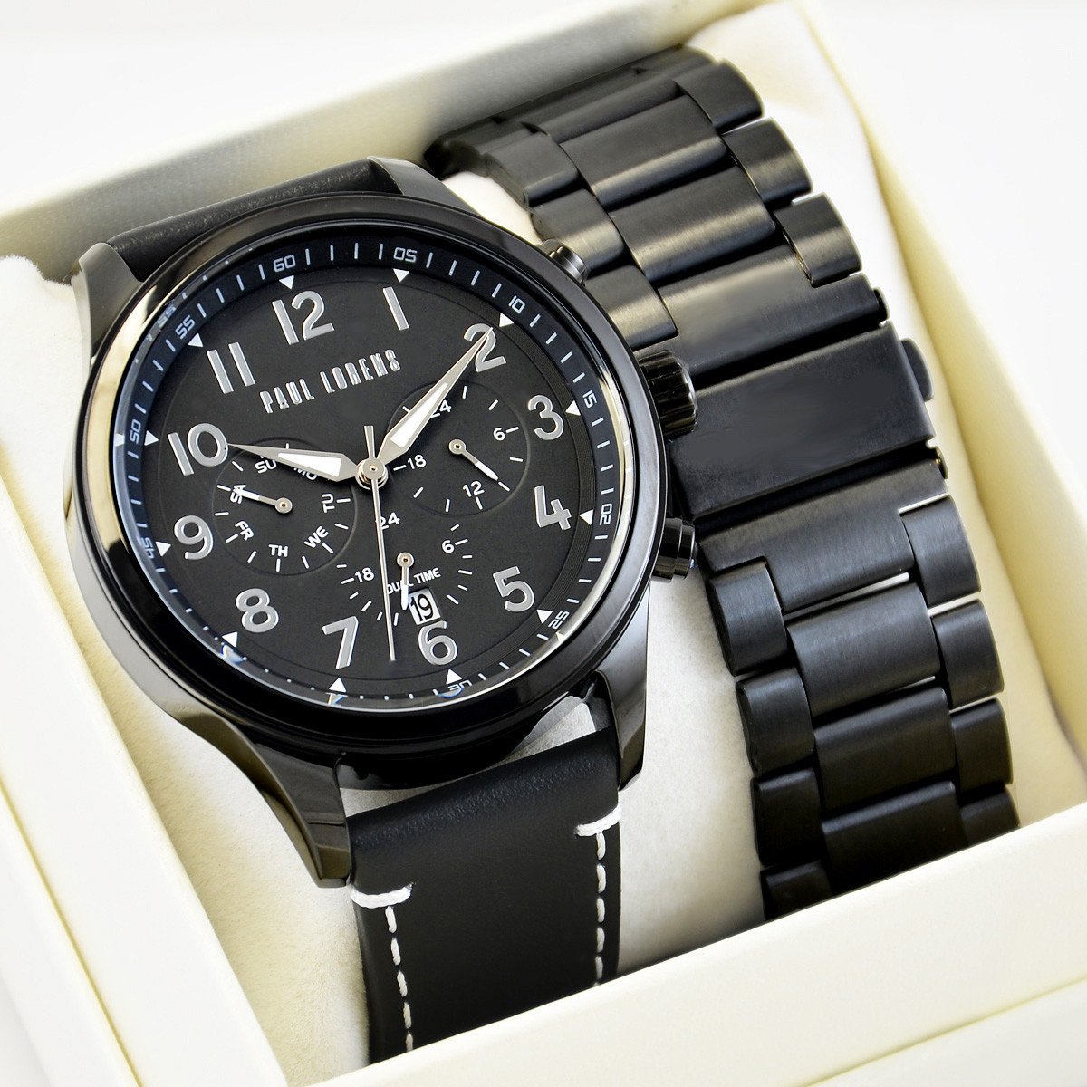 Zegarek Paul Lorens Zegarek męski BAYAS - PL20011A-1A5 z dwoma paskami