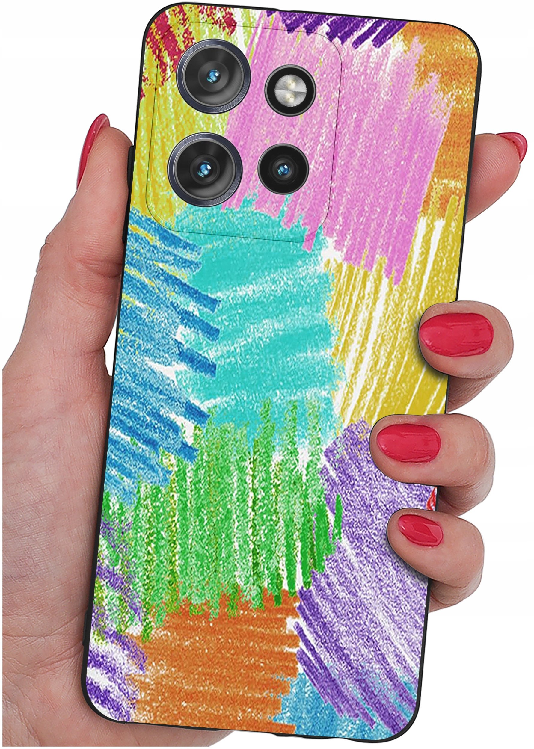 Etui do Motorola Moto EDGE 50 Neo WZORY |SILIKONOWE MATT CASE + SZKŁO 9H