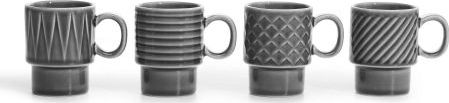 Sagaform Filiżanki do espresso 4 szt. szare ceramika 0,1 l
