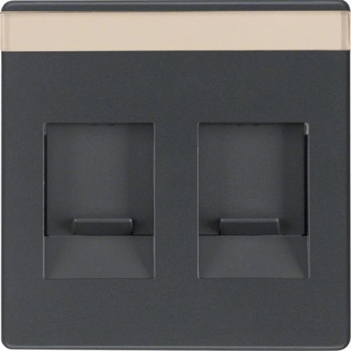 Hager Płytka czołowa podwójna z zasuwą przeciwkurzową Q.1/Q.3 antracyt aksamit 11816086